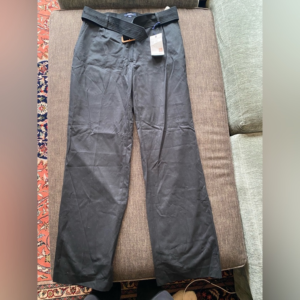 Burberry London Belted Cotton Trousers, Black, US 6/UK10, NWT